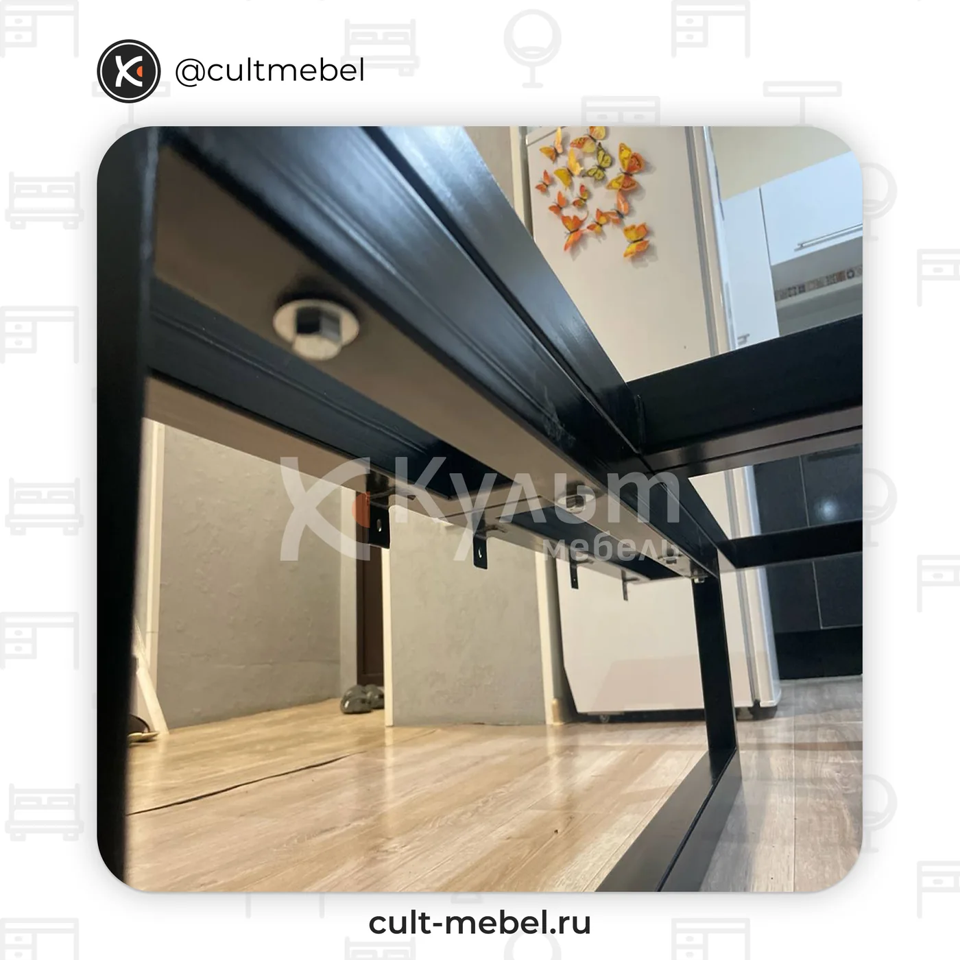 Металлический каркас парящей кровати снизу